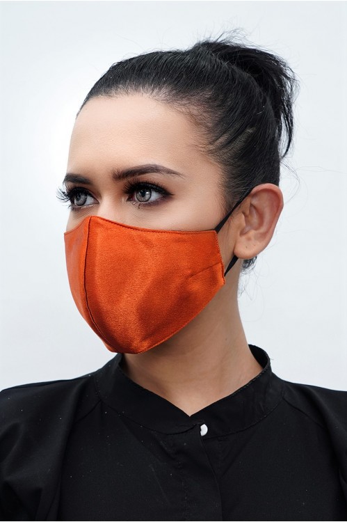 Ear Loop - Satin Silk Mask (Burnt Orange)