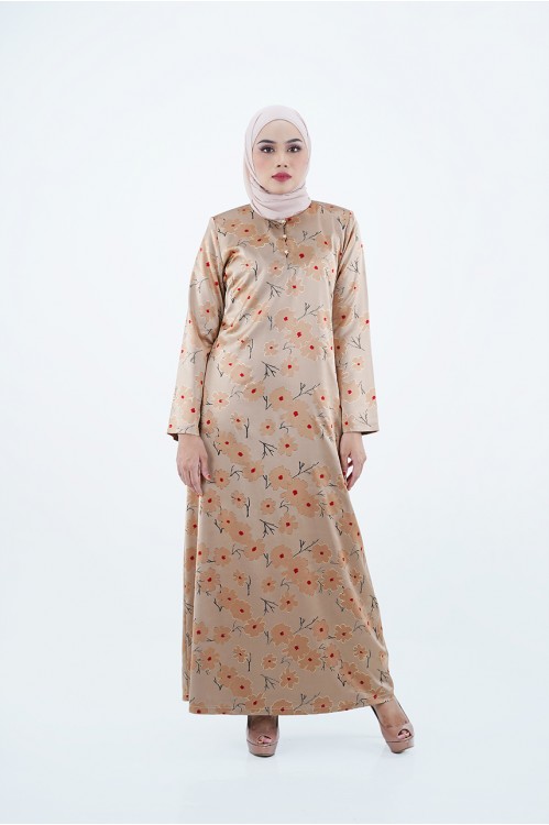 Gold-Lined Floral Jubah (Gold)