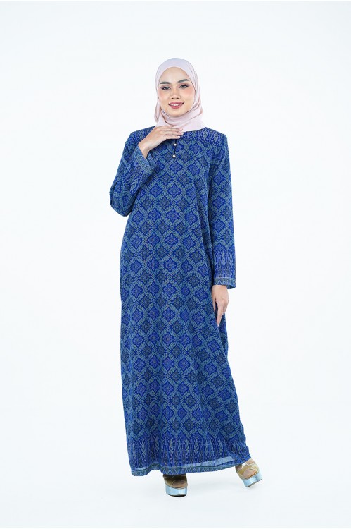 Songket Printed Jubah (Navy)