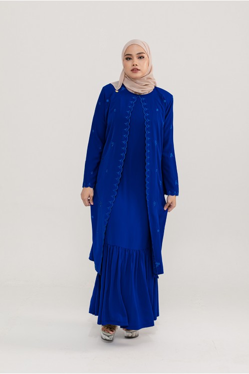 Embroidered Kebaya Jubah (Royal Blue)
