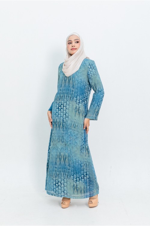 Mayan Printed Jubah (Blue)