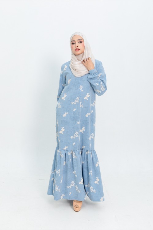 Embossed floral Maxi (Denim)