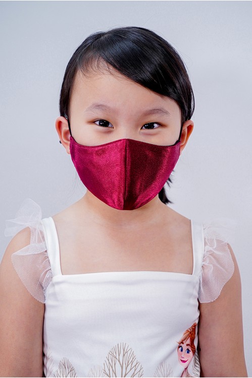 Kids - Silk Satin Mask (Maroon)